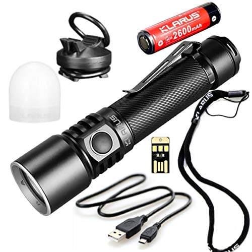 Klarus ST15R Super Bundle Includes 1200 Lumen Rechargeable LED Flashlight, 18650 Battery, Bike Mount, Diffuser, USB Charging Cable, Lanyard, and Mini USB Light
