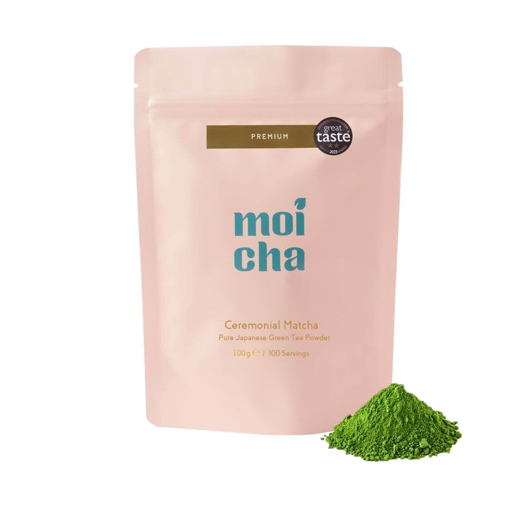 MOICHA Organic Japanese Matcha Green Tea Powder, 100g | Premium Ceremonial Grade | Single origin from Uji Japan | Enjoy in Matcha Latte or as a Tea