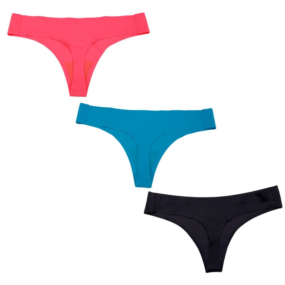 Laser Cut No-Show Seamless Thong 3 Pack Panty …