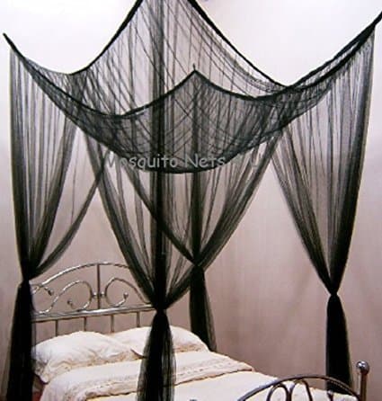 Four Poster Bed - Romantic Bed Canopy – Black King Size Bed Netting - Hang in Minutes, Easy Installation – Ideal Bedroom Accessory Home and More Store