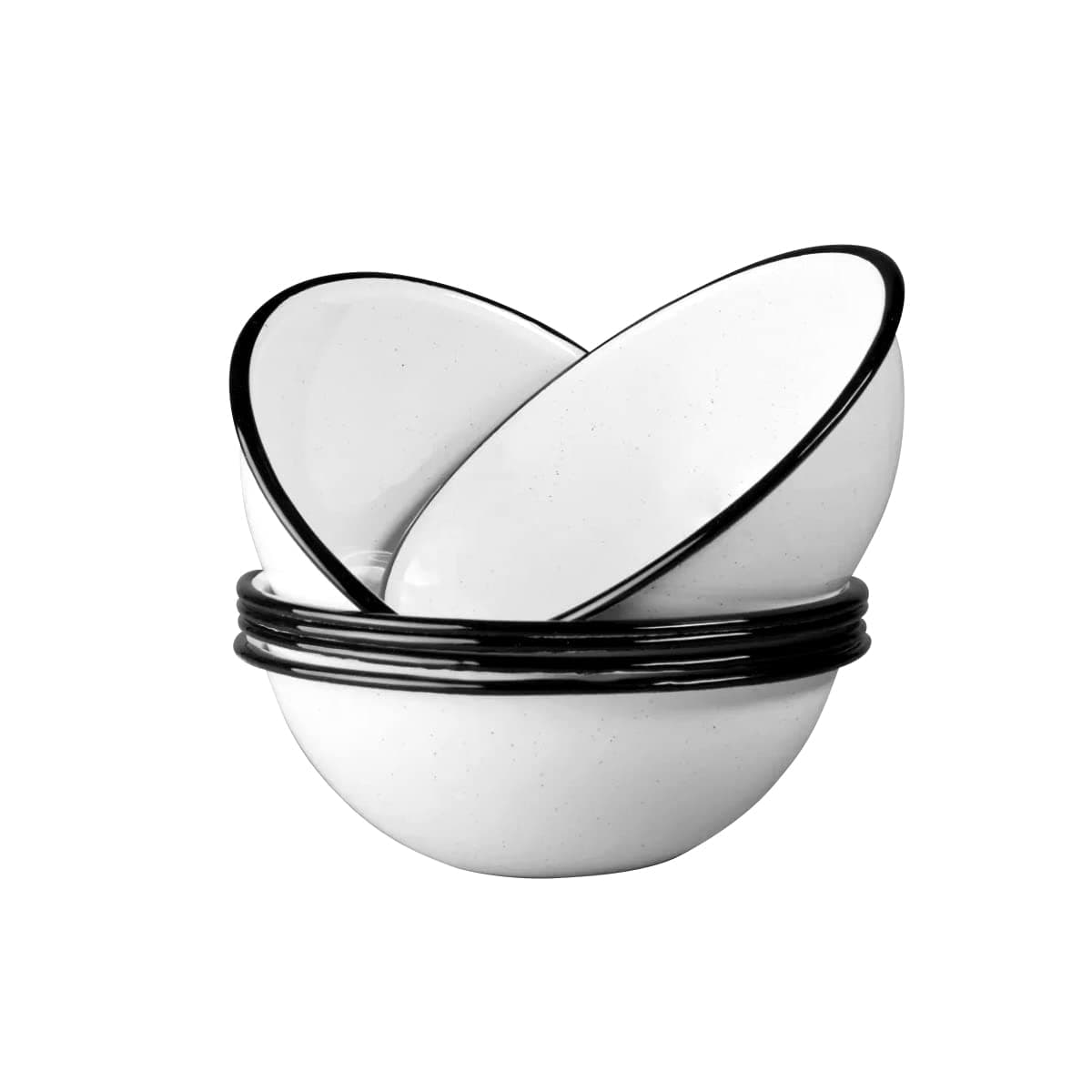 Cinsa 7-Inch Enameled Steel Bowls (Set of 6) - Durable Indoor/Outdoor Bowls for Camping & Farmhouse Decor - Oven & Fire-Safe, Dishwasher-Safe & Reusable Stackable Bowl Set (Speckled White)