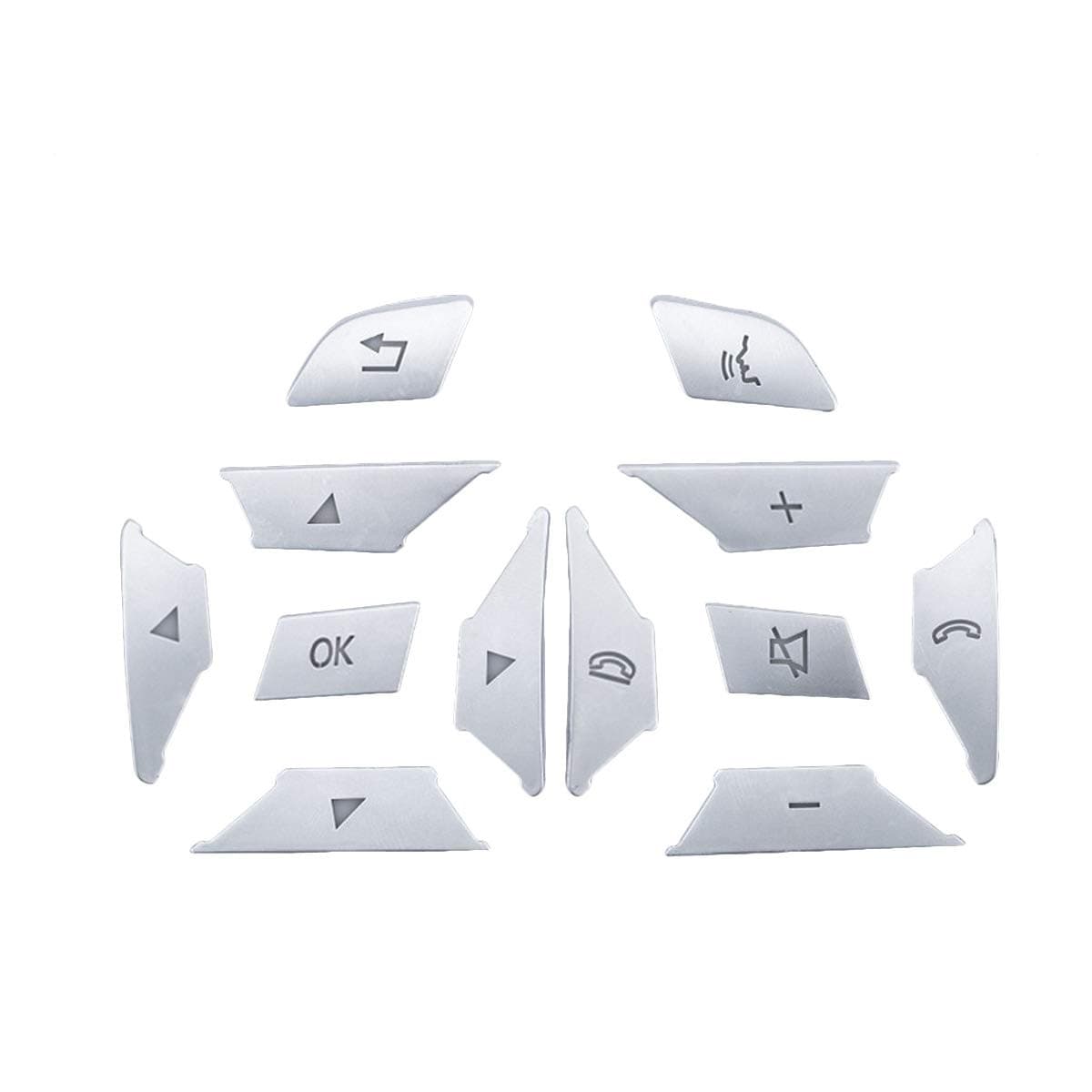 Silver Steering Wheel Button Cover Car Interior Decoration Trim Replacement for Mercedes Benz ML GL GLK GLA CLA CLS SL A B C E G Class Inner Accessories (12pcs)