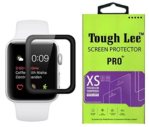 Tough Lee Full Curved Screen Edge to Edge 6D Tempered Glass Screen Guard Gorilla Protector for Apple Watch Series 3 (42mm) (Black)