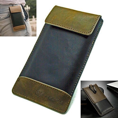 SUPRIZEBOX(TM) Ultra Slim PU Leather Pouch Sleeve case cover with Belt-clip for SAMSUNG GALAXY S6 EDGE PLUS (XXL) (BLACK/BROWN)