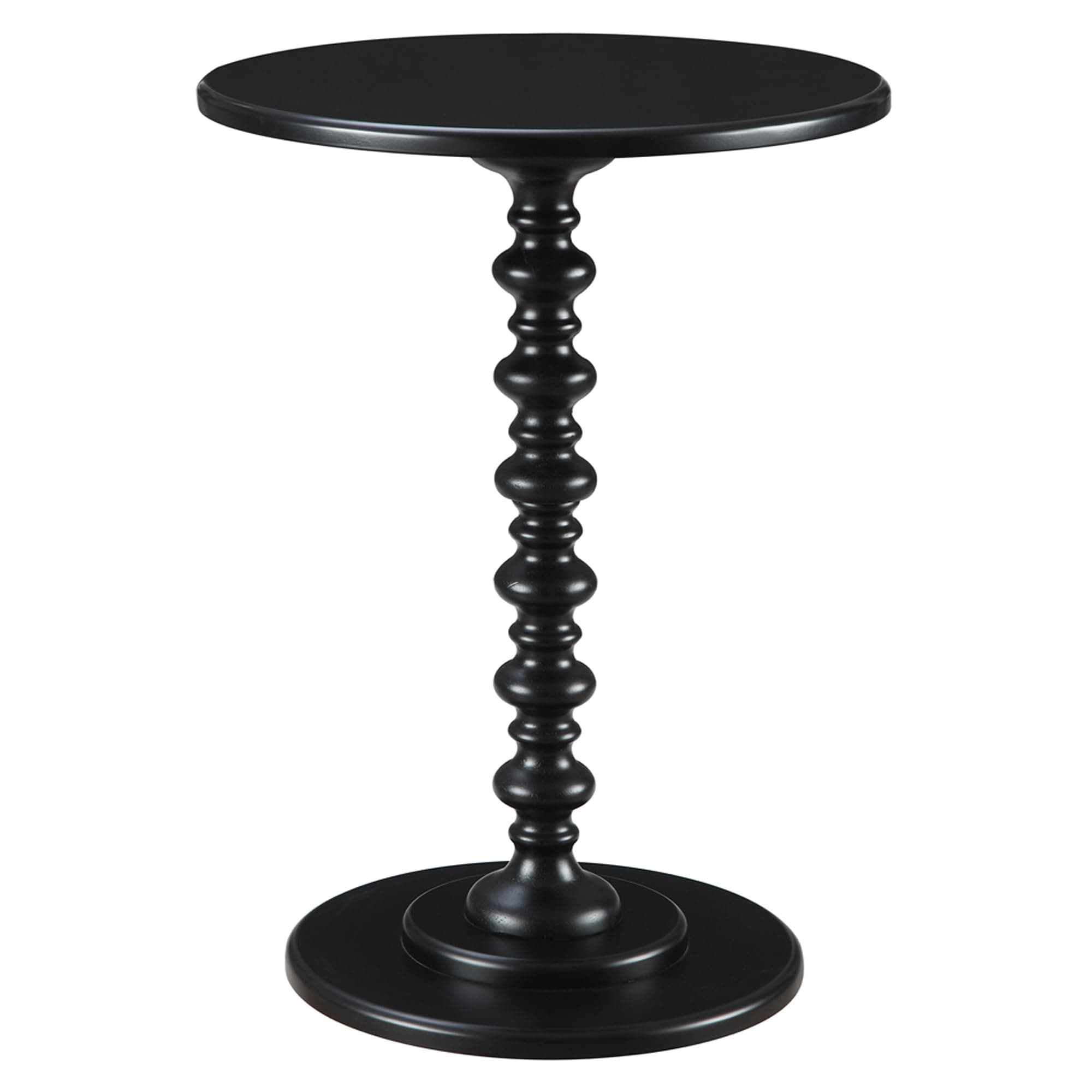 Convenience Concepts Palm Beach Spindle Table 17.75" - Traditional Round End Table for Living Room, Turned Solid Wood Side Table, Classic Display Pedestal Table, Black