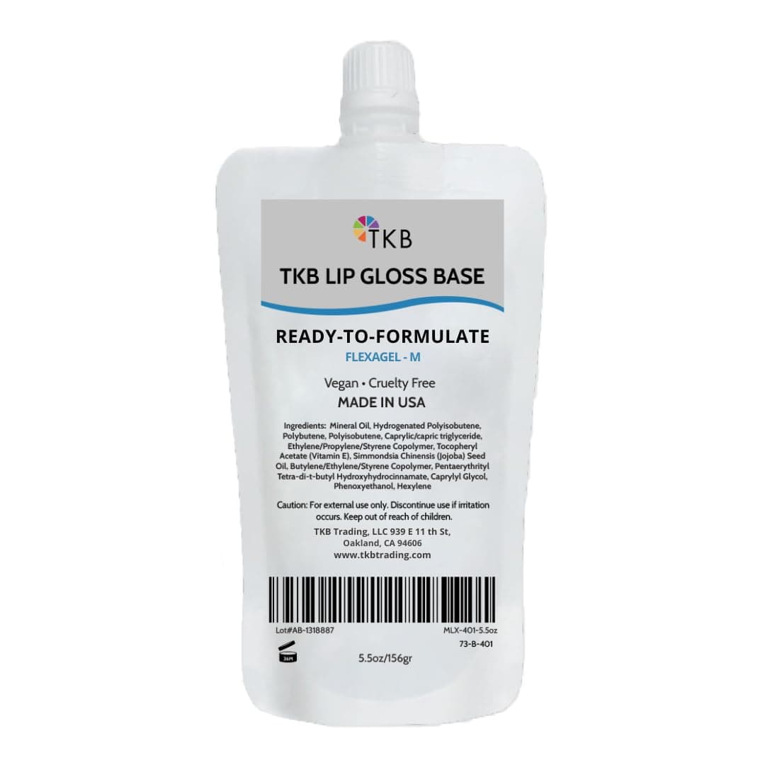 TKB Lip Gloss Base (Flexagel M) | Ready-To-Formulate| Moisturizing, High Shine, Crystal Clear, Vegan and Cruelty free| Made in USA. (5.5oz (156g))