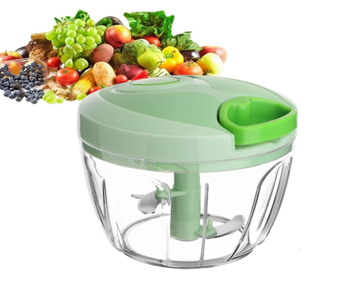 Vegetable Chopper Manual Food Chopper with Container, Hand Pull String Veggie Cutter for Salad Garlic Nut Onion