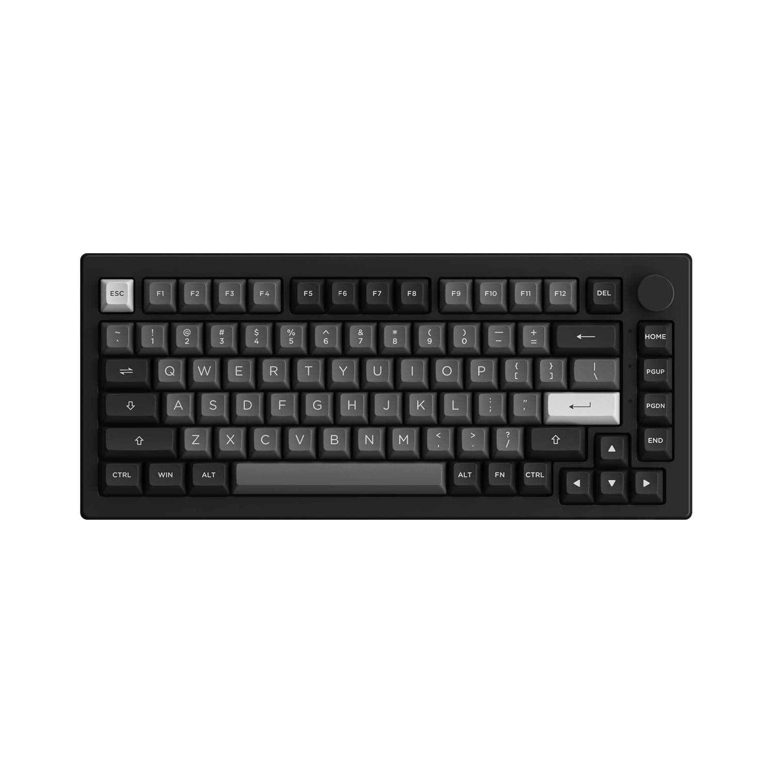 Akko 5075B Plus Mechanical Keyboard 75% Percent RGB Hot-swappable Creamy Keyboard with Knob, Black & Silver Theme with PBT Double Shot ASA Profile Keycaps V3 Creamy Yellow Pro Switch