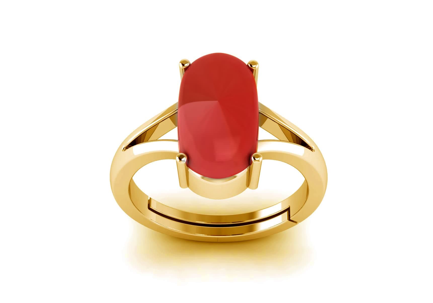 Natural Red Coral Moonga Certified Jewelry Gifts Ring 8.20 Carat Astrological Birthstone 22k Gold Plated adjustable Ring For Men Or Women