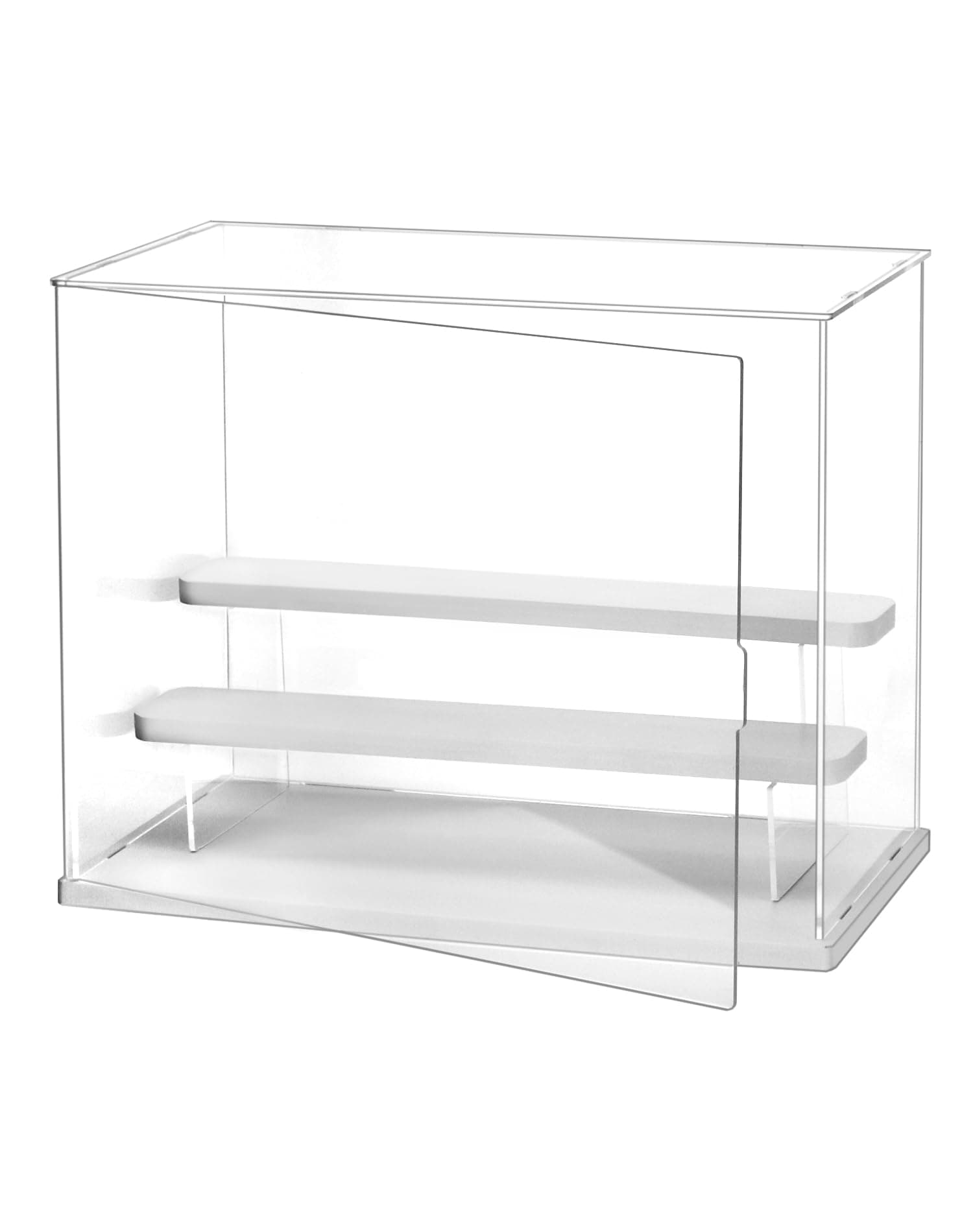 QWORK® acrylic display box , clear acrylic box , display case for figures with 3 steps , for protection and storage of collectibles and figures , 32x18x25cm
