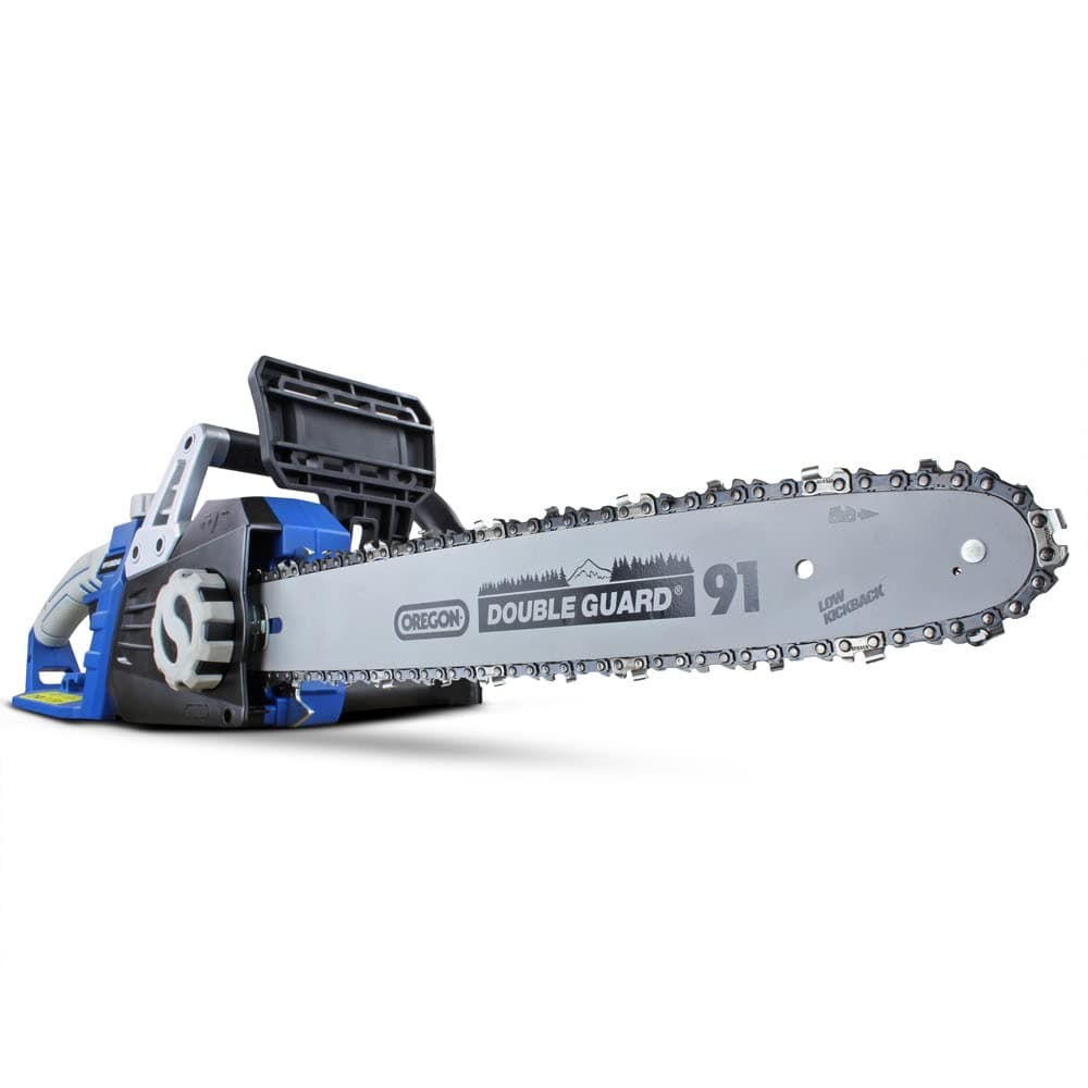 2400W 16 Inch Electric Chainsaw with Oregon Bar Tool Free Tensioning and Auto Chain Lubrication for Tree Felling Log Cutting and Pruning