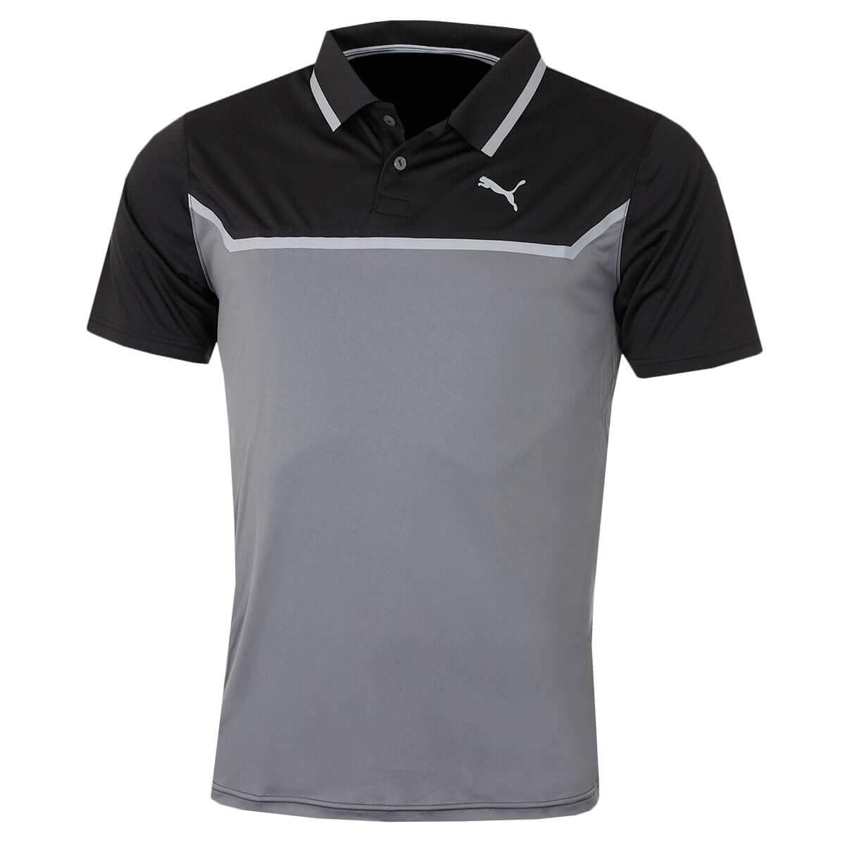PUMA Golf Men's Bonded Tech Polo Shirt - L - Black/Quiet Shade