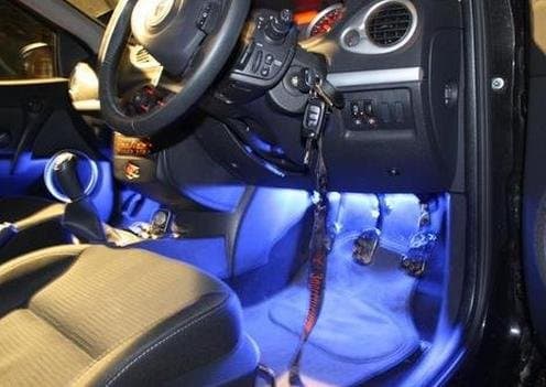 BLUE 12" Car Interior NEON LIGHTS. Two (2) 12 inch (30cm) Cold Cathode BLUE Neon lights that fit inside your car foot well to light the floor. Can also be fitted under your seats. Comes complete with 12v fittings fuses terminals wire adhesive pads. EASY to fit with only 2 wires to connect and full fitting instructions supplied