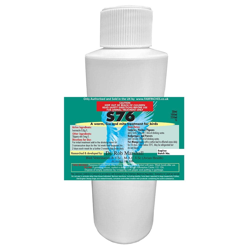 s76 for Air Sac Birds Mites Red Mite Worms Wormer Lice In Water Treatment (250ml)