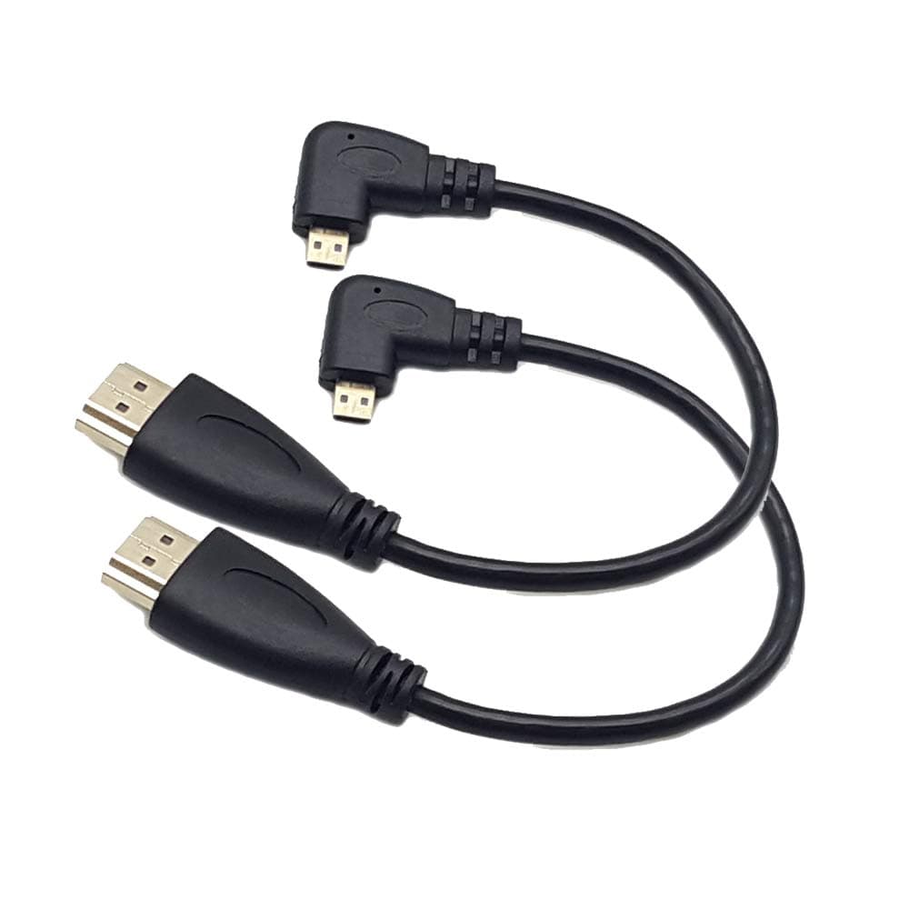 Seadream Angled Micro HDMI to HDMI Cable 2pcs 8inch 90 Degree Left Angle Micro HDMI Male to HDMI Male Cable Connector (2pcs Left Angled)