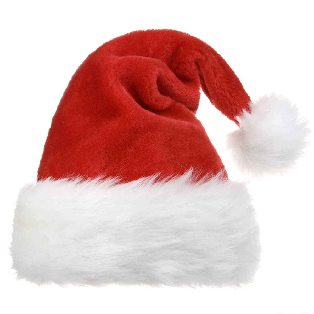 Santa Hat for Adults,Unisex Velvet Fabric Christmas Hat with Comfort Lining&Plush Brim, Large Santa Hat for Women Men Xmas, Christmas Hat for Holiday New Year Party(Red)