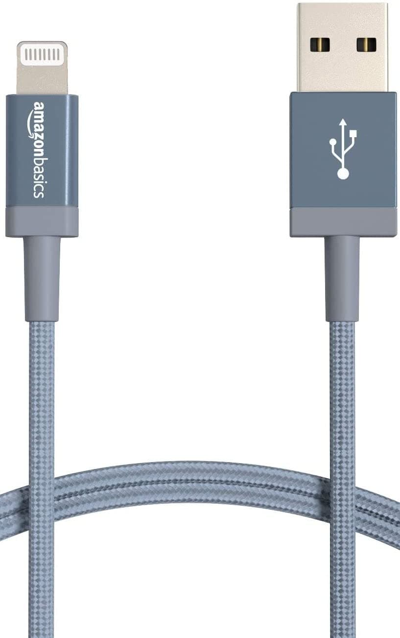USB-A to Lightning Cable, Apple MFi Certified, Nylon Braided Cord, Fast Charging, Durable, Sturdy, 3 Foot, Dark Gray