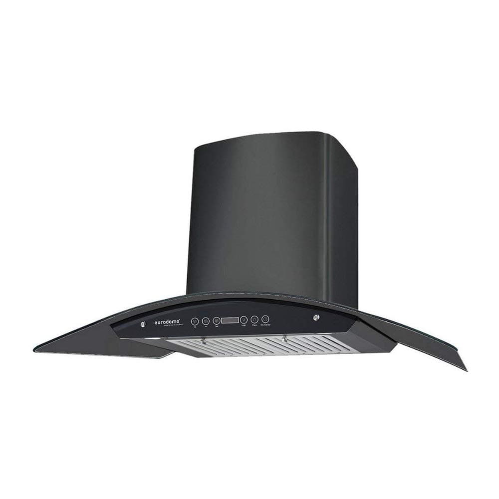 Eurodomo 90 cm 1200 m3/h Auto-Clean Chimney (Classy HC TC 90, Black) with Free Installation,Stainless Steel Blac