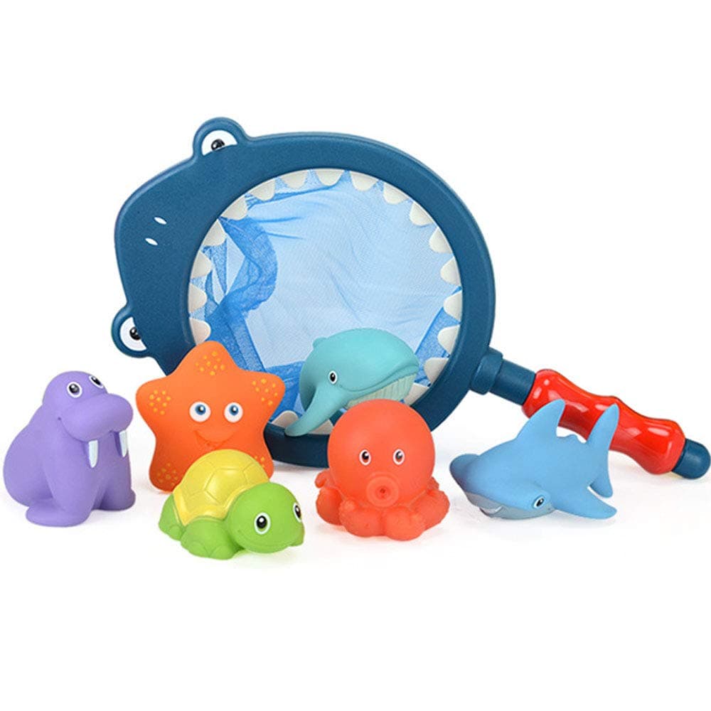 Mochoog Baby Bath Toys - Cartoon Marine Animals Kids Bathtub Squirts Toys - Bathtime Fun Learning & Education Toys for Toddlers - Induction Water Temperature, Easter Gift Toys for Baby Kids