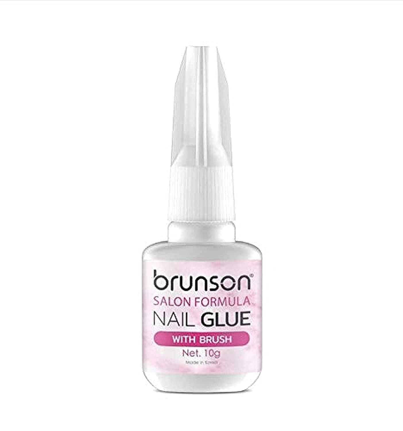 Brunson Nail Glue for Artificial Nail Tips & Acrylic Nails - Professional Salon Quality With Brush
