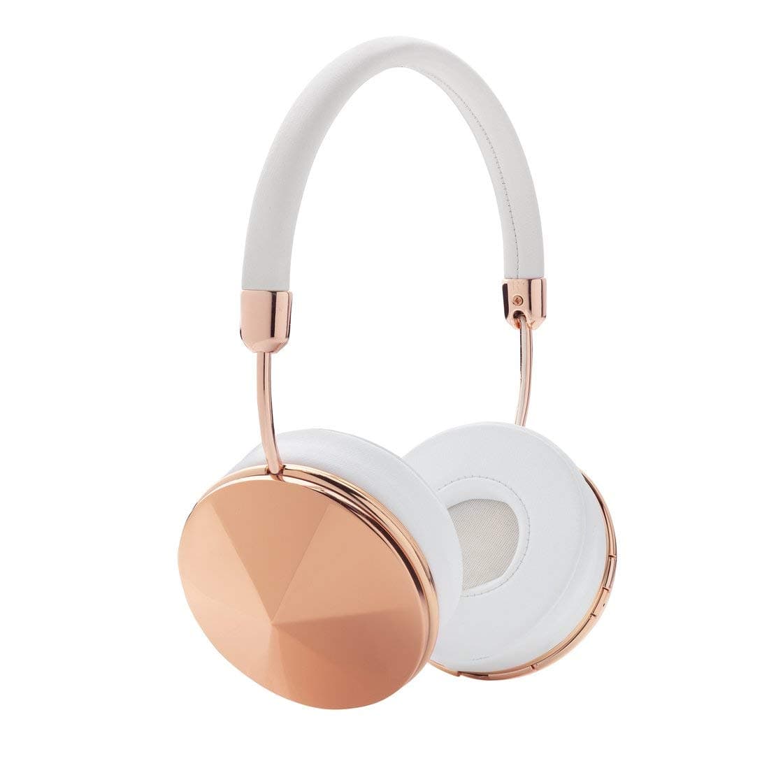 Frends Taylor Rose-gold Wireless Headphones Over Ear, Women’s’ Fashion Headphones, Hi-Fi Sound, Bluetooth V5.0, 12 hours Playtime, White Leather Headband, Hand Polished Rose-gold Cap