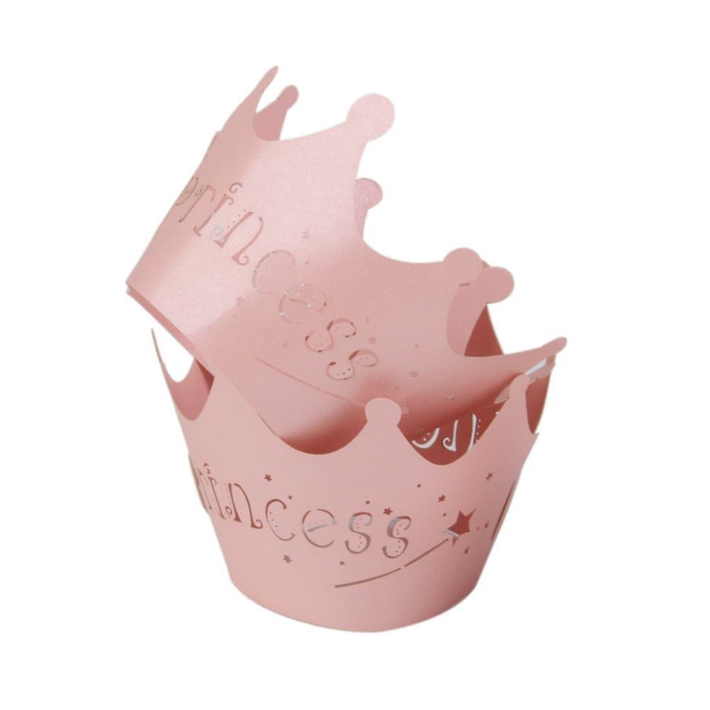 Shoppingmoon 50pcs Princess Baby Shower Cupcake Wrappers Cake Cases for Birthday Party Decoration (Pink)