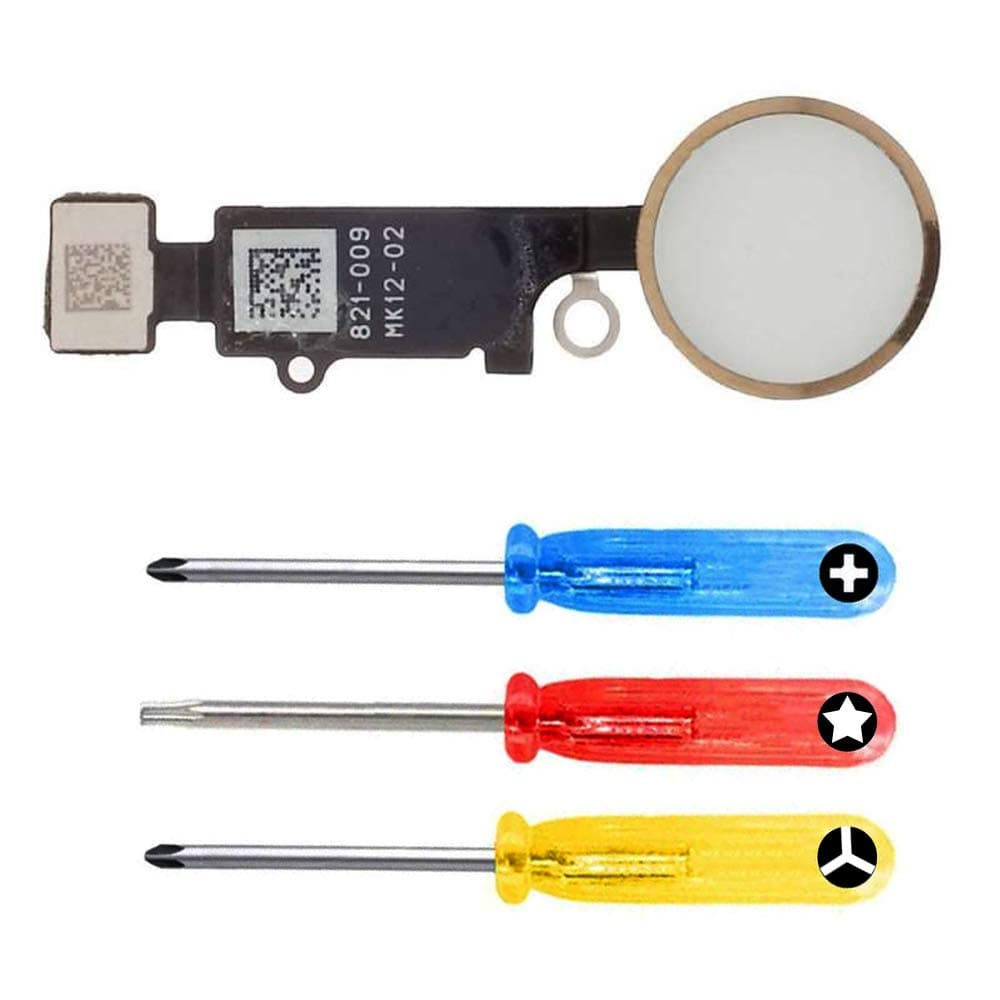 FirefixTM for iPhone 7 and 7 Plus Home Button Key with Flex Cable and Screwdrivers Replacement(Gold)