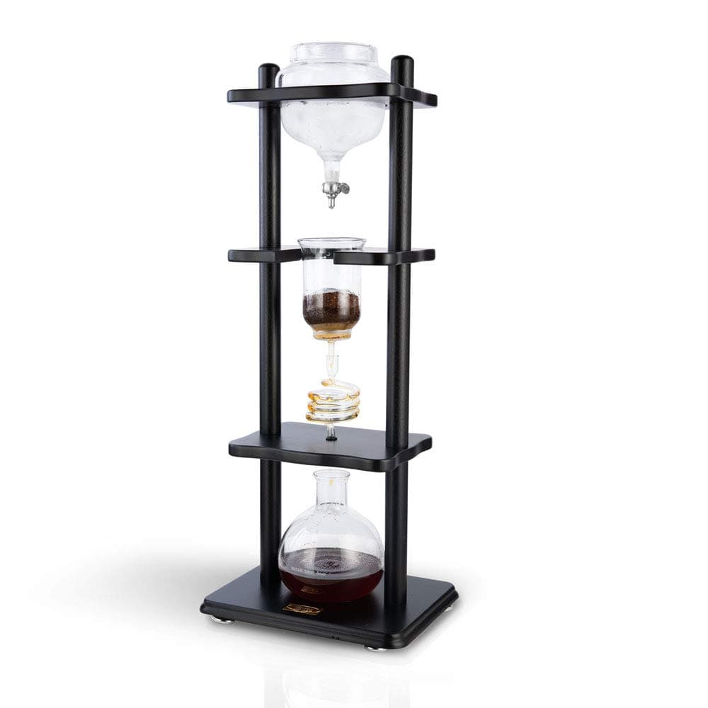 Cold Brew Maker I Ice Coffee Machine With Slow Drip Technology I Makes 6-8 cups (32oz), Large Capacity Cold Brew Coffee Tower, Black Wood Straight Frame