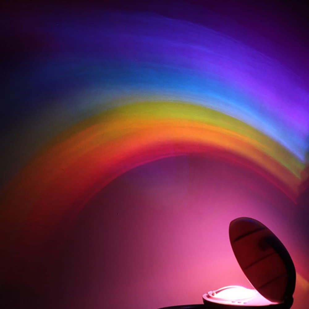 Minl Night Light Rainbow Projection lamp Button Projector LED European Egg-Shaped Rainbow Projection Colorful Projection lamp Creative Timer can Rotate Energy-Saving