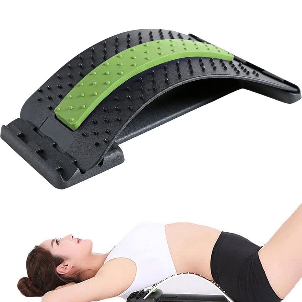 Lixada Back Massager Stretcher Fitness Back Lumbar Stretcher Relaxation Equipment Lumbar Massager Support for Spinal Pain Relieve
