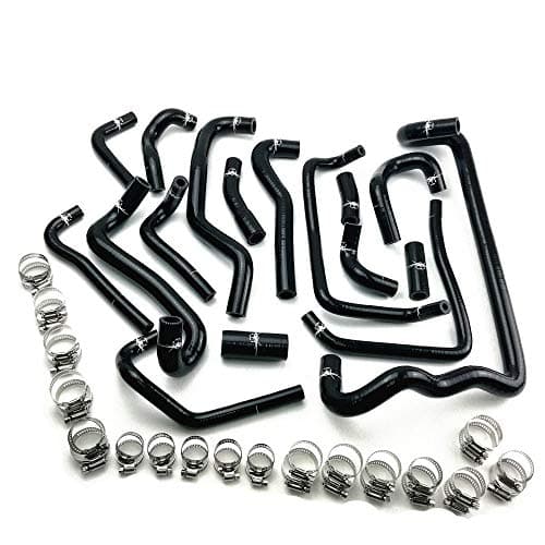 I33T Compatible with Silicone Heater Hose Kit with Clamps Set for 1989-1993 Skyline GTS R32 HCR32 HNR32 RB20DET ,Black