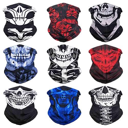 Outdoors Skull Multifunctional Headwear Skeleton Neck Gaiter Scarf Wrap Sweatband Headband For Hiking - Sports Seamless Tube Bandana (9PCS Skull Series-5)