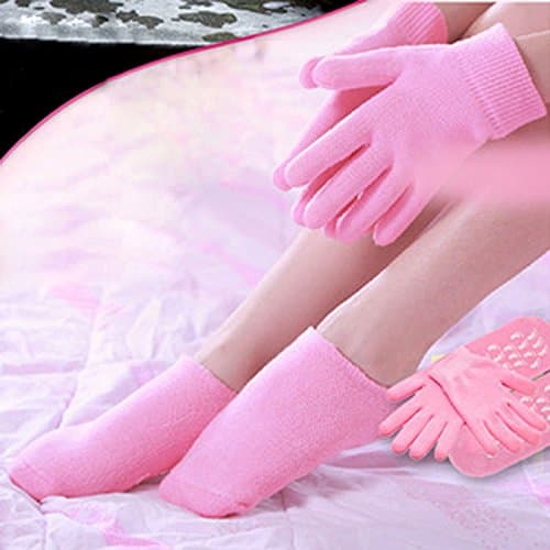 AABuild(TM Spa Gel Socks & Gloves Moisturizing Whitening Exfoliating Socks Smooth Beauty Hand Foot Care Socks for Pedicure Exfoliating