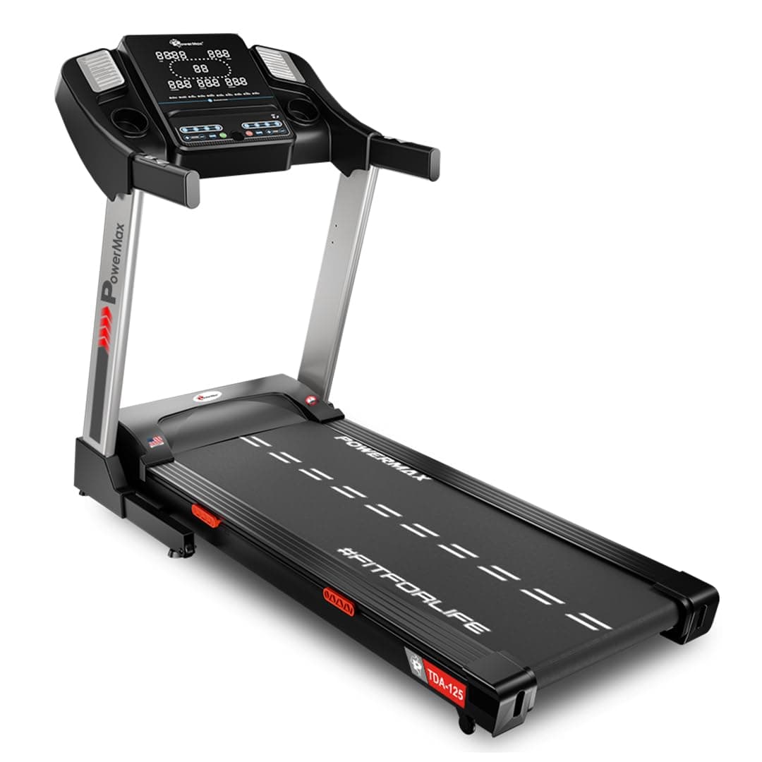 PowerMax Fitness TDA-125 SERIES (4.0HP Peak) Motorized Foldable, Electric Treadmill【LCD Display | BMI | Spring Resistance】Running Machine For Max Pro-Workout By Walk, Run & Jog At Home