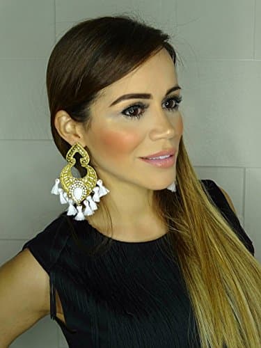 Tassel Earring, Threader earring, Fringe Earrings, White Earrings, Boho Earrings Women, Colorful Earrings, Big Earrings, Fashion Earrings, Fashion Jewelry