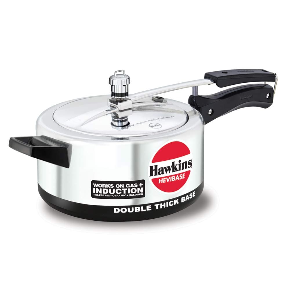 Hevibase 3.5L Aluminium Inner Lid Pressure Cooker with Induction Compatible (Silver)