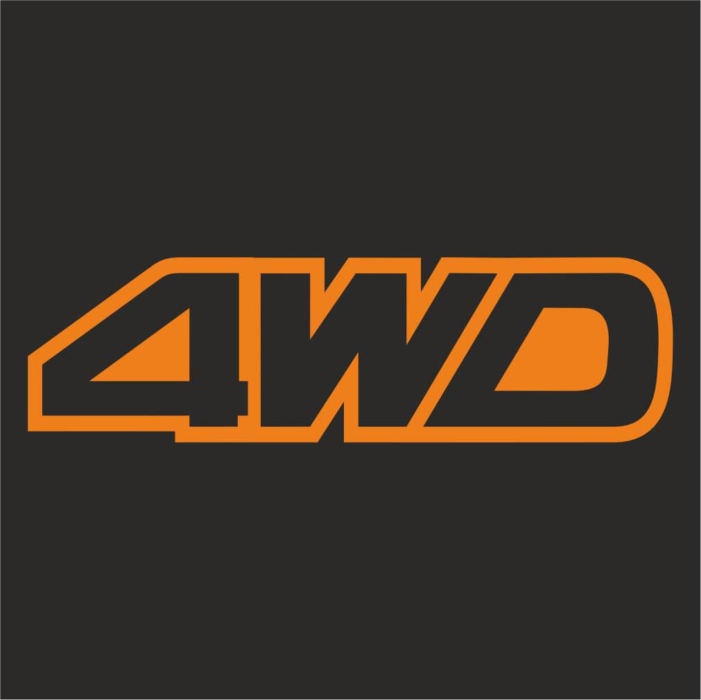 2pcs 4WD offroad 4x4 AWD Dodge Chevy GMC Jeep RAM Ford Toyota Mitsubishi Mazda Land Rover decal sticker M7 (8" x 2 1/4", Orange)