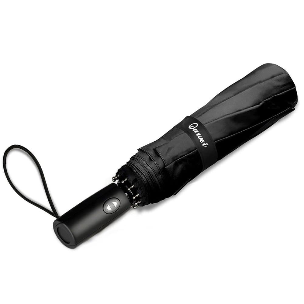Ouwei Compact Travel Umbrella Windproof, Waterproof Folding Umbrella, Auto Open Close and Upgraded Comfort Handle 10 Ribs Canopy