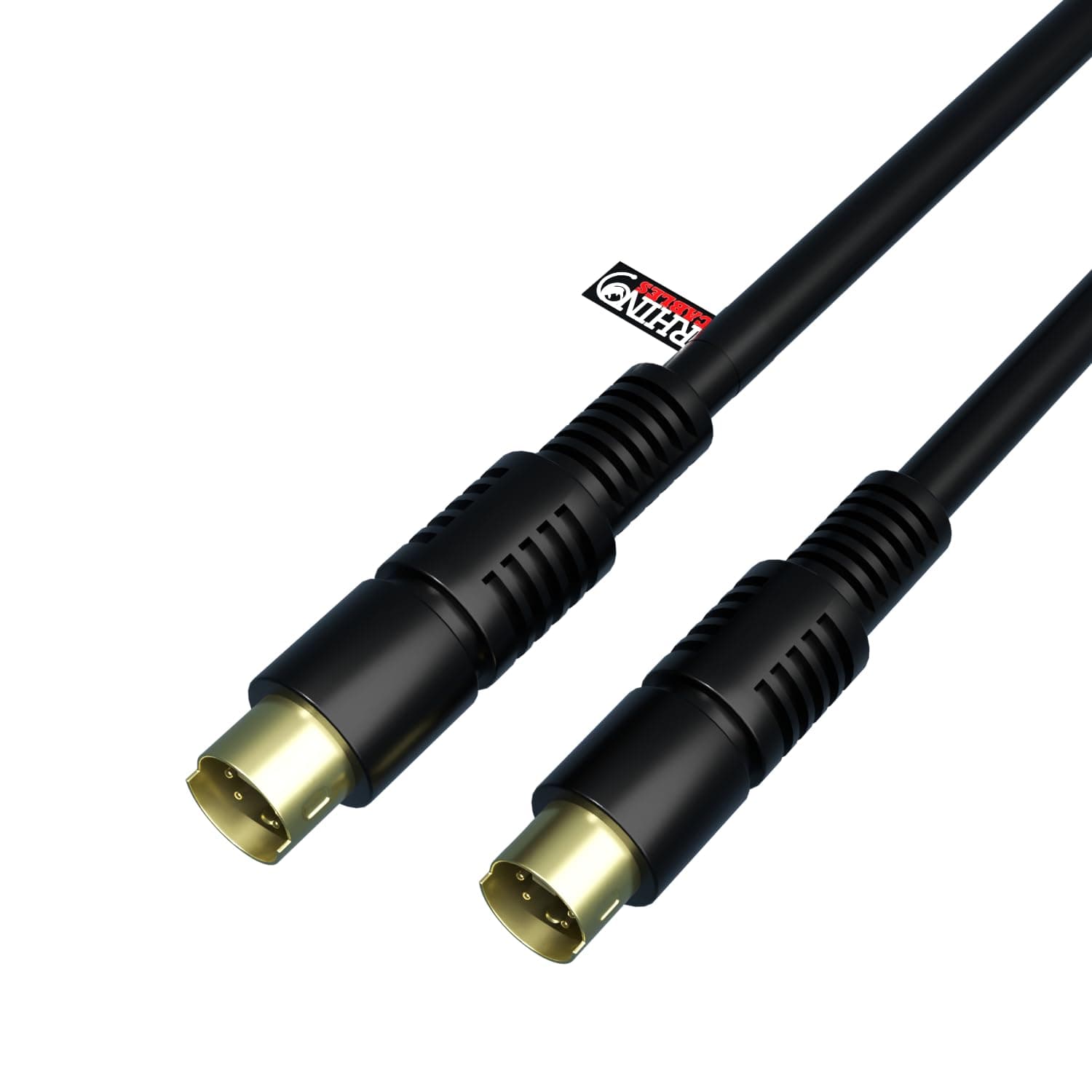 rhinocables S-Video Male to Male Cable S Video SVHS Lead Super Video TV, Camcorder, Graphics 4 Pin Mini Din Wire S-VHS Gold Plated Plugs (1.5m)