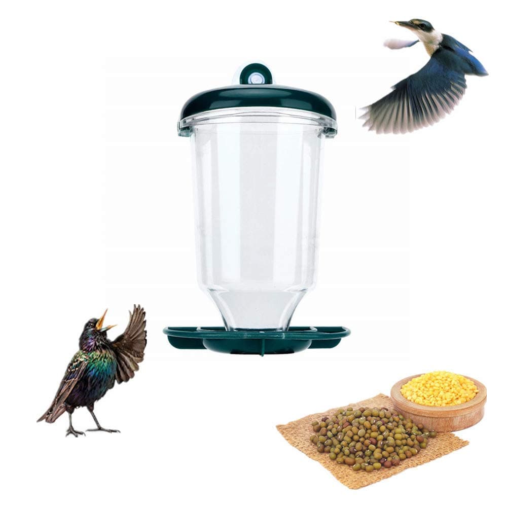 Hanging Bird Feeder Animal Automatic Food Water Birdhouse Wild Feed Tool for Garden Feeding with Suction Cup Seed Tray for Wild Birds, Finch, Cardinal, and Bluebird
