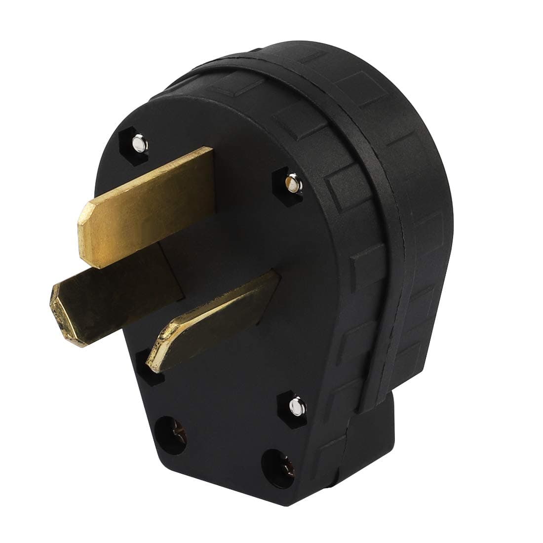 Nema 10-50P 50-Amp 125V-250V AC DIY Rewirable Male Plug, Black. NEMA Straight Blade Angle Plug