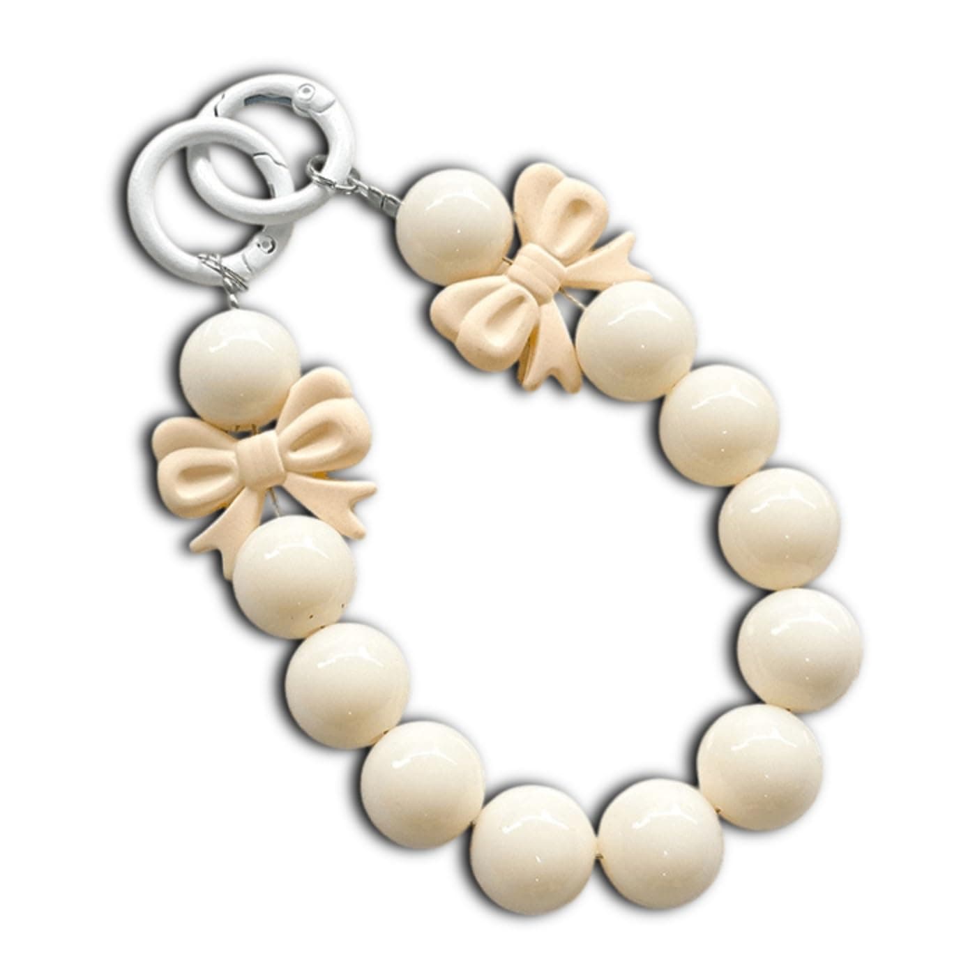 Bow Pearl charm for mobile phone case cover, Lanyard Keychain Hanging, Phone Pendant Wrist Bracelet Holder | Purse, Camera, Mobile Cover Charm Strap Smartphone Case For Girls Women White