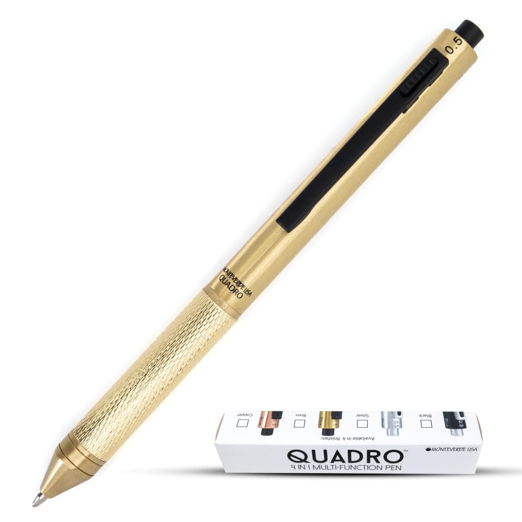 MONTEVERDE USA Quadro 4-in-1 Multifunction Pen Brass (MV35512)