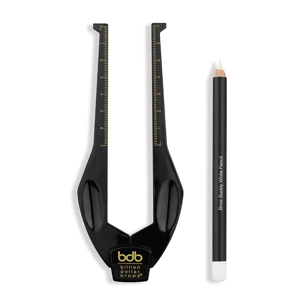2-Piece Brow Buddy Contour Stencil Microblading Kit – Achieve Symmetrical, Perfectly Shaped Brows, Ideal for Tweezing, Threading & Waxing, Vegan & Cruelty-Free - Black