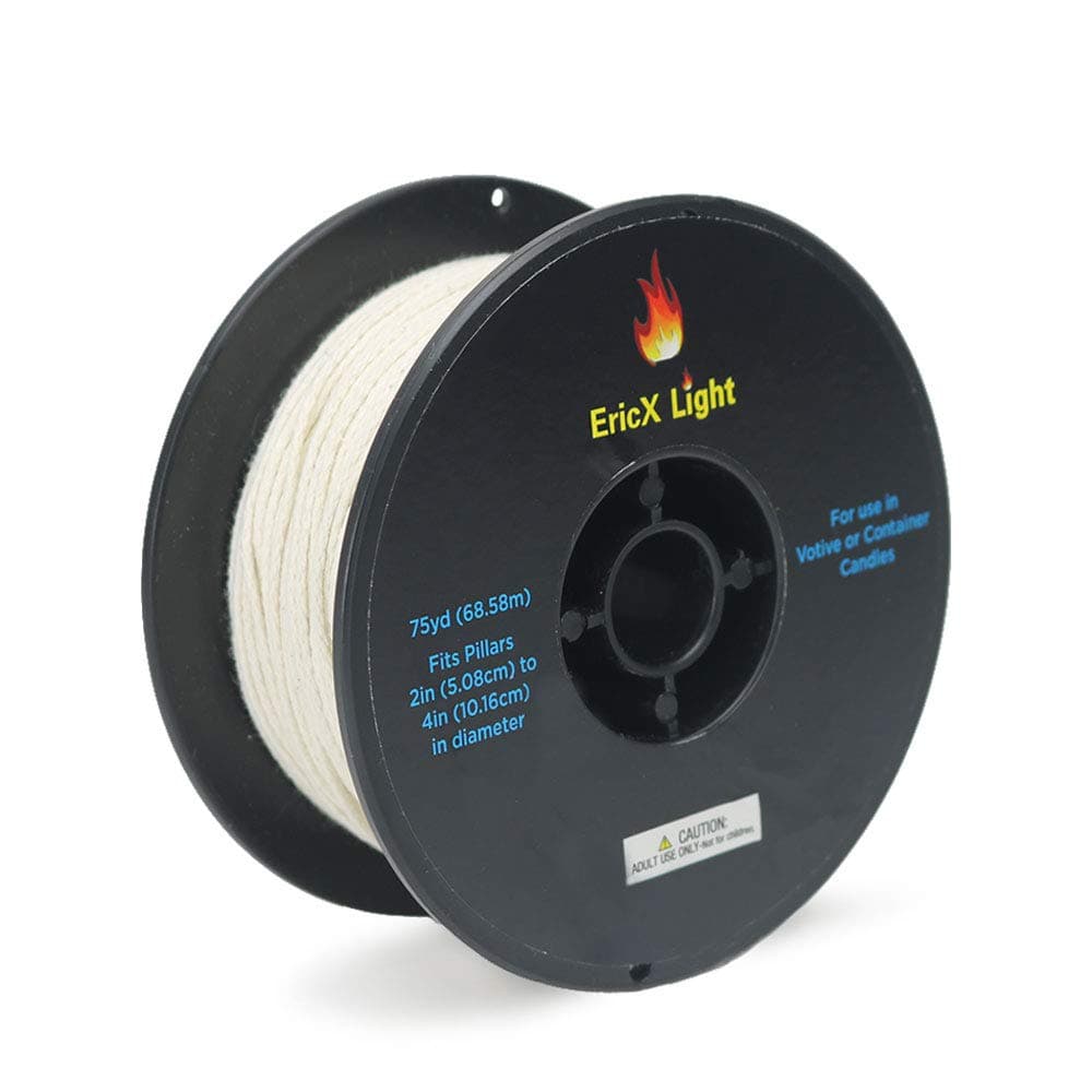 EricX Light Zinc Core Candle Wick 225ft Spool Specialize for Votive or Container Candle Making,Large