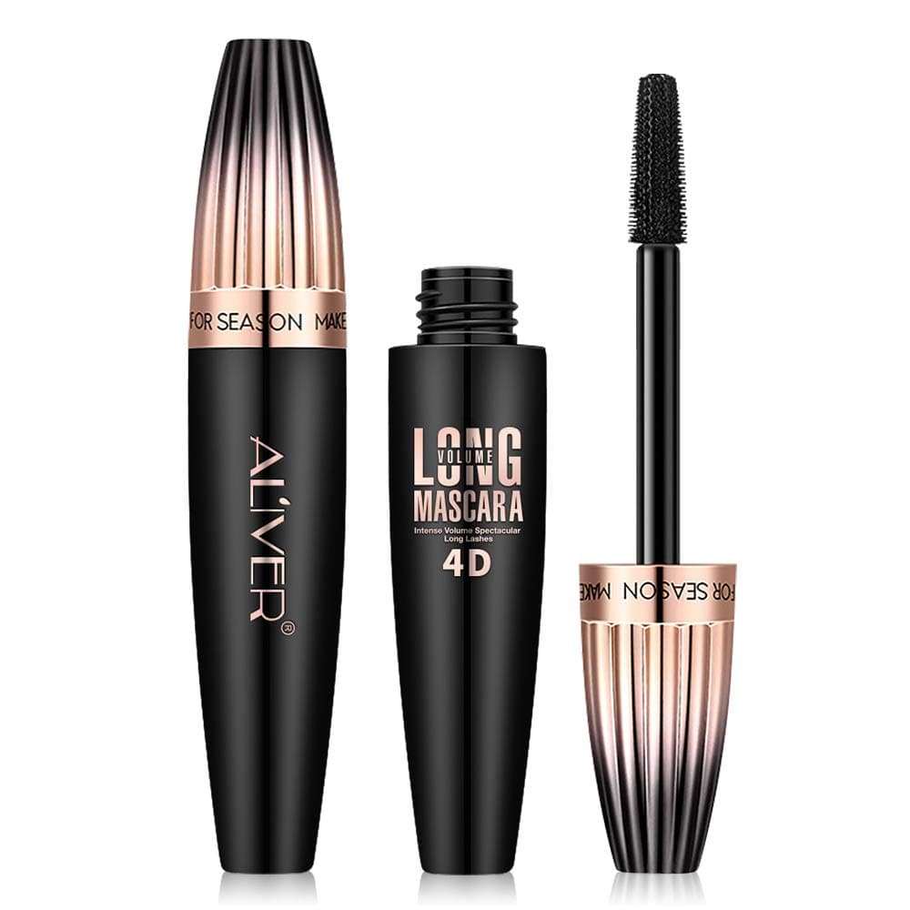 4D Silk Fiber Eyelash Mascara - Black, Extra Long & Thick, Waterproof & Smudge-Proof
