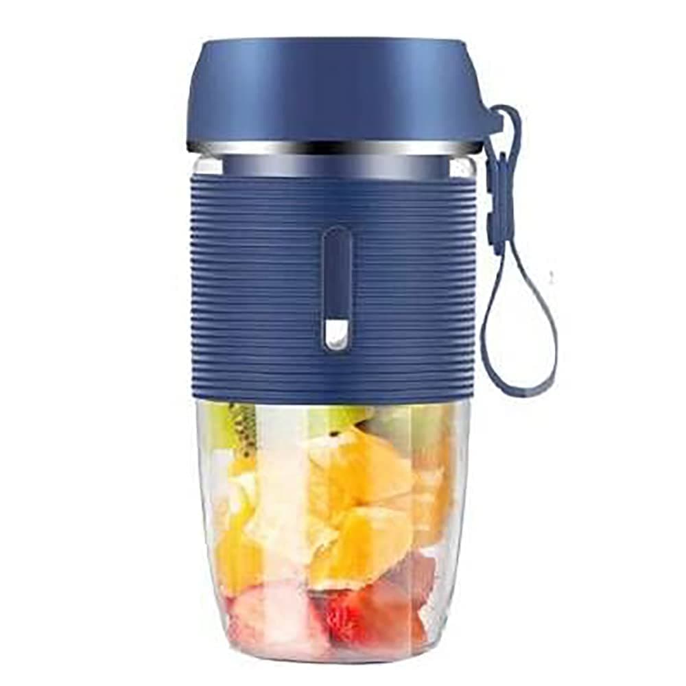 Portable Juicer for Handmade Fruit or Vegetable Smoothie 350 ML Blue Mini Blender with USB Rechargeable and Waterproof BPA Free Suitable for Outdoor, Travel, Home, Personal Used and Sport