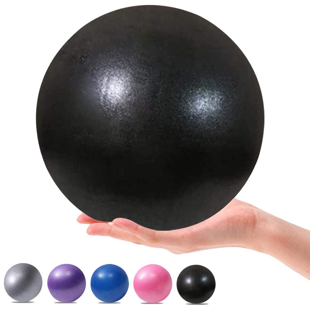 9 Inch Exercise Pilates Mini Yoga Balls Barre for Home Stability Squishy Training Physical Therapy Improves Balance with Inflatable Straw(Black)
