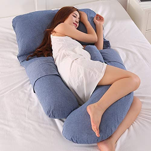 AEIL G Shape Pillow Pregnant Woman Side Sleep Sleeper Removable Multifunctional Waist Support Quiet and Comfortable Ergonomic Maternity long Pillow(Navy)
