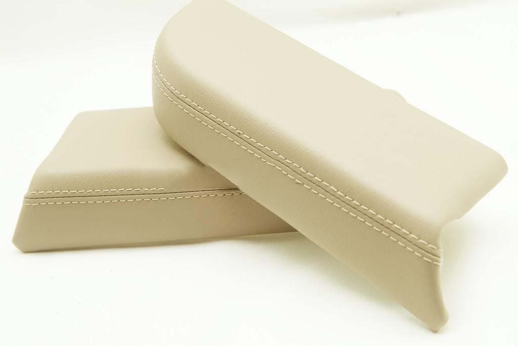 Fits 2009-2013 Honda Pilot Real Tan (Ivory) Leather Front Door Panels Armrest Covers (Leather Part Only)